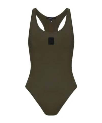 Balmain Logo Patch One-piece In Green