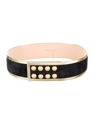 Pre-owned Balmain Wide Suede Waist Belt In Gold