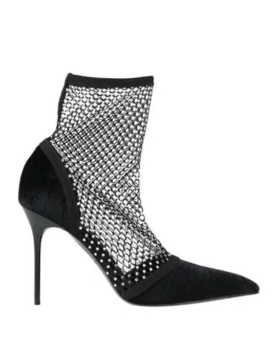 Balmain Woman Ankle Boots Black Size 8.5 Polyester, Elastane