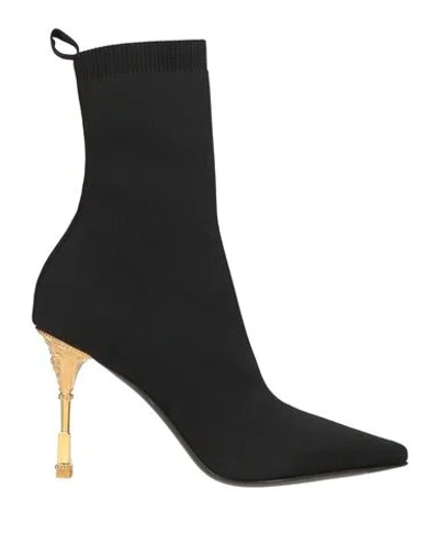 Balmain Woman Ankle Boots Black Size 9 Elastane, Polyester