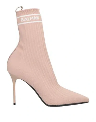 Balmain Pink Stretch Knit Skye Ankle Boots