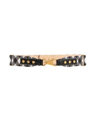 Balmain Woman Belt Black Size L Cotton, Calfskin