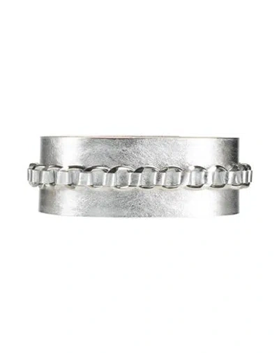 Balmain Woman Belt Silver Size 8 Lambskin, Metal