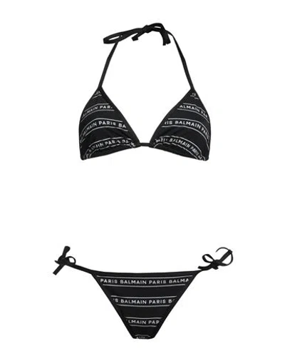 Balmain Woman Bikini Black Size 8 Polyamide, Elastane