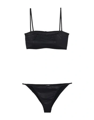 Balmain Woman Bikini Black Size 6 Polyamide, Elastane