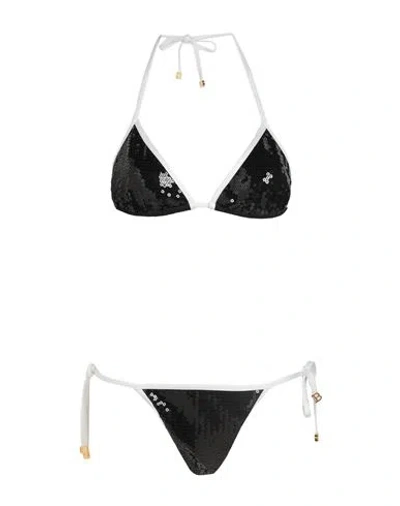 Balmain Woman Bikini Black Size 4 Polyamide, Elastane