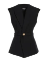 Balmain Sleeveless Belted Grain De Poudre Jacket In Black
