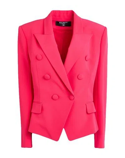 Balmain Woman Blazer Fuchsia Size 8 Viscose In Pink