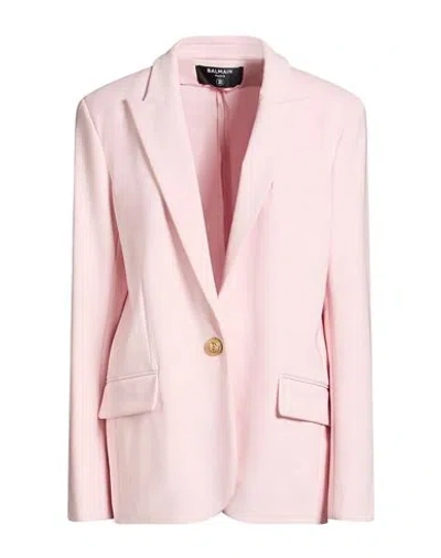 Balmain Woman Blazer Light Pink Size 12 Viscose, Polyamide, Elastane