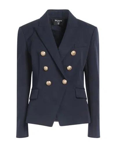 Balmain Woman Blazer Midnight Blue Size 14 Wool