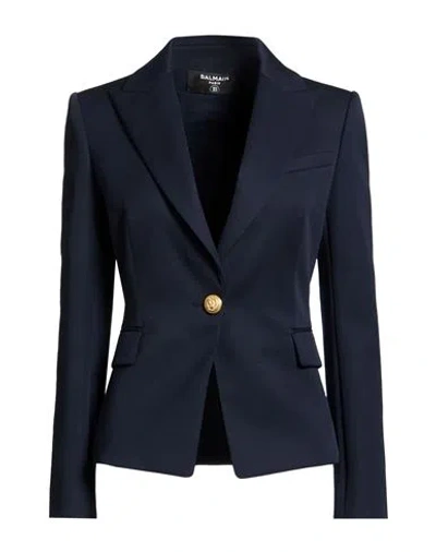 Balmain Woman Blazer Midnight Blue Size 2 Virgin Wool