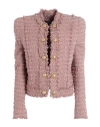 Balmain Woman Blazer Pastel Pink Size 4 Cotton, Polyamide, Metallic Polyester