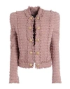 Balmain Single-breasted Tweed Jacket In Pink