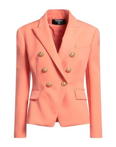 Balmain Woman Blazer Salmon Pink Size 2 Virgin Wool
