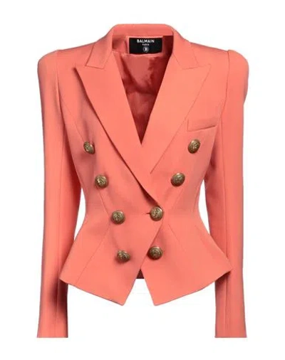 Balmain Woman Blazer Salmon Pink Size 8 Virgin Wool In Pink