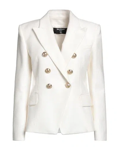 Balmain Woman Blazer White Size 6 Wool