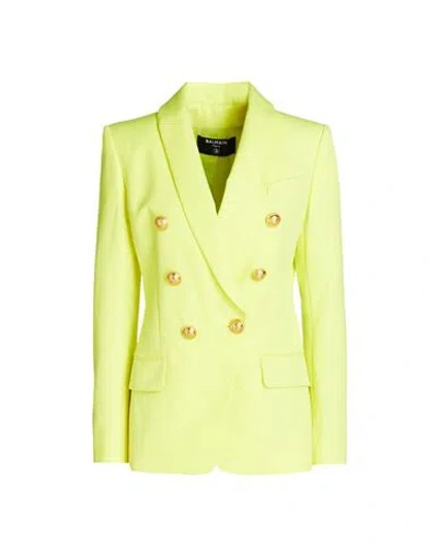 Balmain Woman Blazer Yellow Size 4 Wool