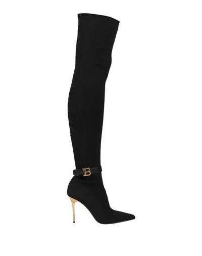 Balmain Woman Boot Black Size 8 Polyamide, Elastane, Lambskin