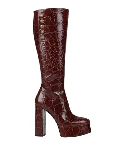 Balmain Woman Boot Brown Size 7.5 Calfskin