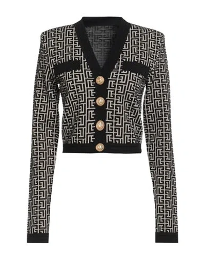 Balmain Woman Cardigan Black Size 2 Wool, Viscose, Polyamide, Elastane