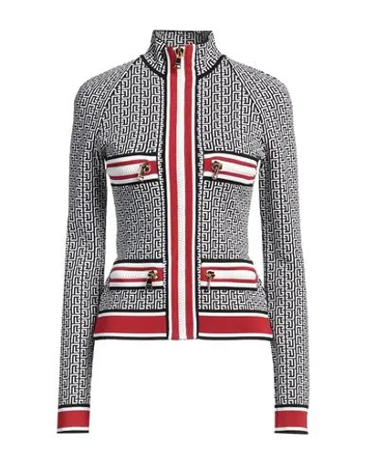 Balmain Woman Cardigan Black Size 4 Viscose, Polybutylene, Polyamide In Multi