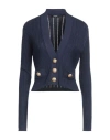 Balmain Woman Cardigan Blue Size 8 Viscose, Polyamide