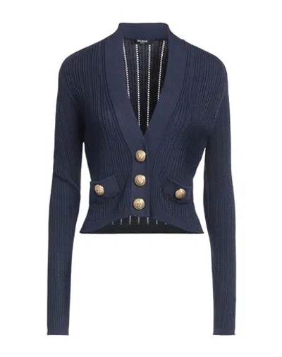 Balmain Short Knit Cardigan In Marine