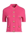 Balmain Monogram Glitter Button-front Cardigan In Pink