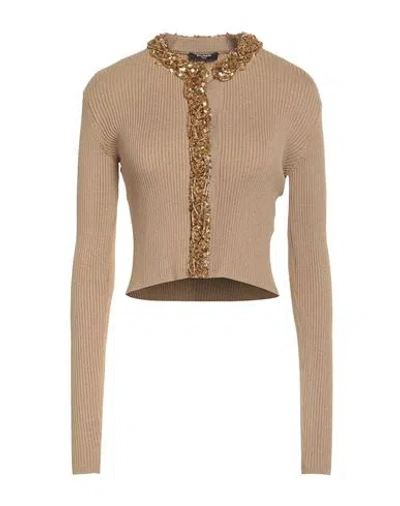 Balmain Woman Cardigan Gold Size 8 Viscose, Polyamide, Glass In Pink