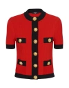 Balmain Short-sleeve Cropped Cardigan In Red