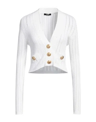 Balmain Logo Buttons Cardigan Sweaters And Cardigans White