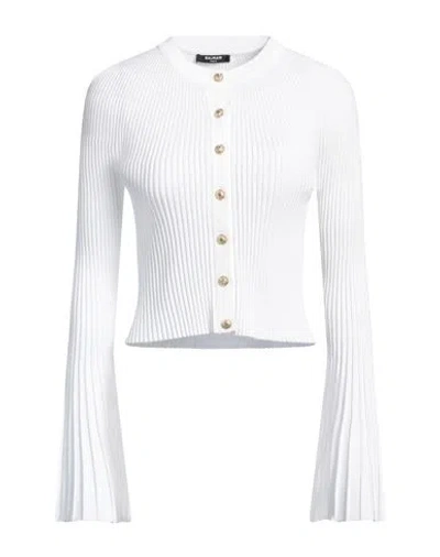 Balmain Woman Cardigan White Size 8 Viscose, Polyester
