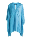 Balmain Woman Cover-up Azure Size L/xl Viscose, Cotton In Blue