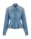 Balmain Peplum Denim Jacket In Blue