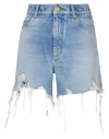 Balmain Woman Denim Shorts Blue Size 10 Cotton In Blue