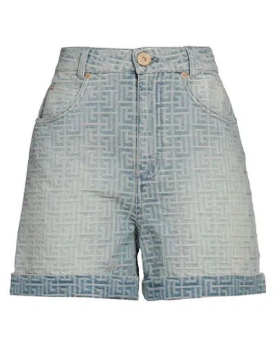Balmain Woman Denim Shorts Blue Size 6 Cotton