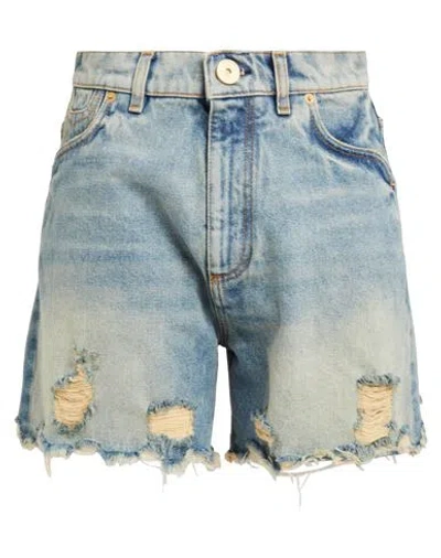 Balmain Woman Denim Shorts Blue Size 6 Cotton