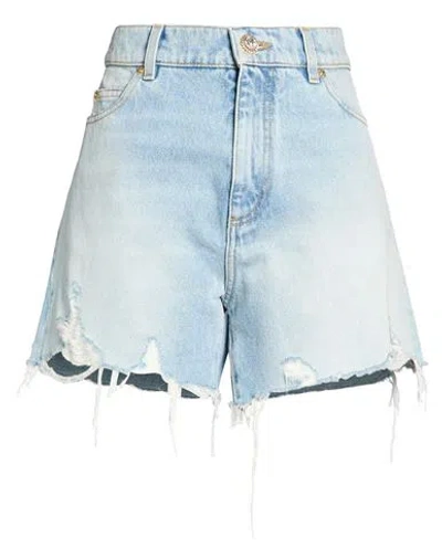 Balmain Woman Denim Shorts Blue Size 8 Cotton, Elastane