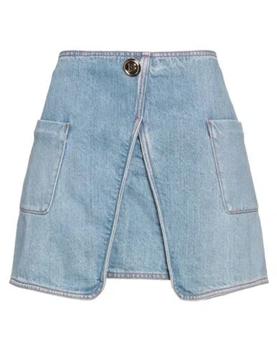 Balmain Woman Denim Skirt Blue Size 6 Cotton