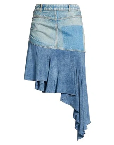Balmain Woman Denim Skirt Blue Size 6 Cotton