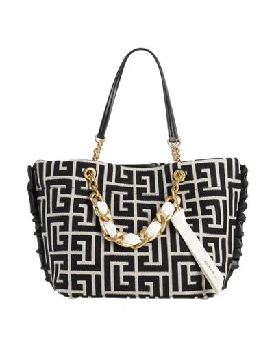 Balmain Woman Handbag Black Size - Cotton, Polyester, Lambskin, Calfskin