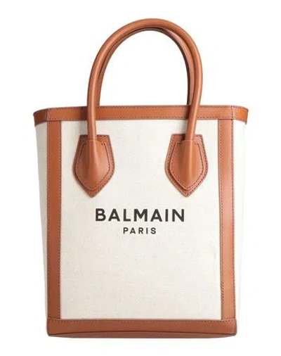 Balmain Woman Handbag Ivory Size - Cotton, Linen, Calfskin In White