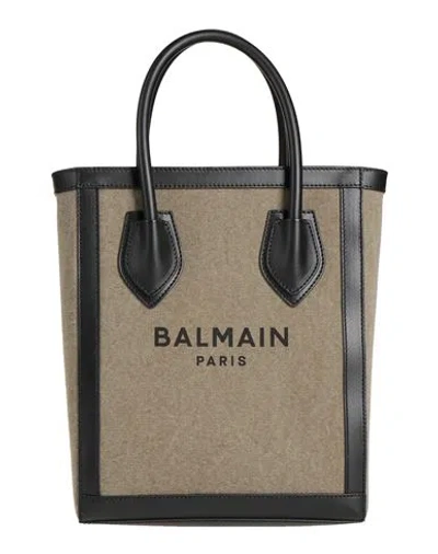 Balmain Woman Handbag Military Green Size - Cotton, Lambskin