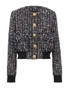 Balmain Buttoned Metallic Tweed Bomber Jacket In Black