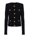 Balmain Collarless Four-pocket Tweed Jacket In Black