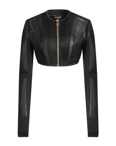 Balmain Woman Jacket Black Size 8 Polyester, Polychloroprene, Polyamide