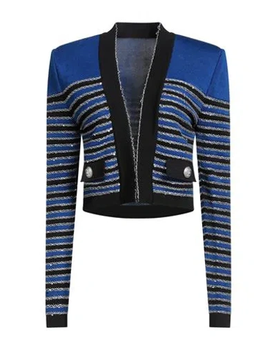 Balmain Woman Jacket Bright Blue Size 2 Viscose, Metallic Fiber