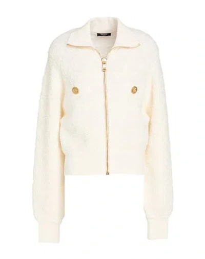 Balmain Woman Jacket Cream Size 6 Viscose, Synthetic Fibers, Hemp, Wool, Cotton In White