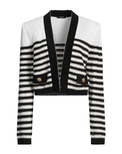 Balmain Woman Jacket Ivory Size 8 Viscose, Metallic Fiber In White