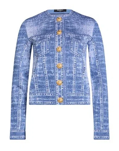 Balmain Woman Jacket Light Blue Size 6 Viscose, Polyester, Polyamide